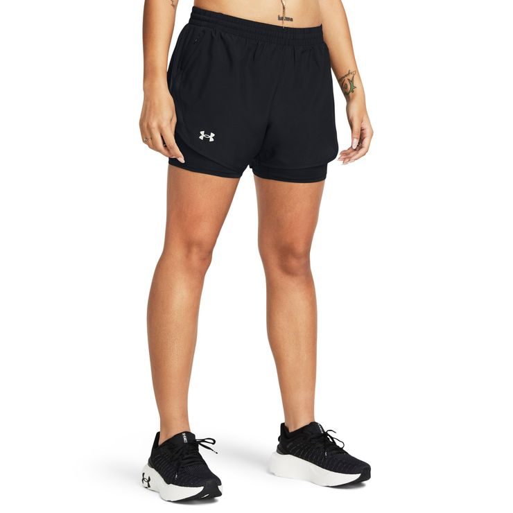 UNDER ARMOUR Fly By 2in1 Short, Black / Black / Reflective