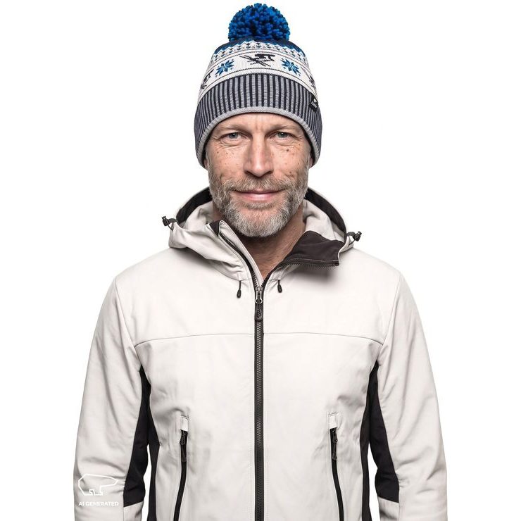 EISBÄR Retroski Pompon MÜ Blau-Grau