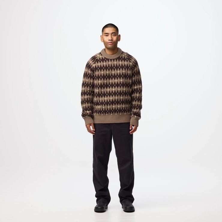 FJÄLLRÄVEN Övik Jacquard Knit M Suede Brown-Black Oak