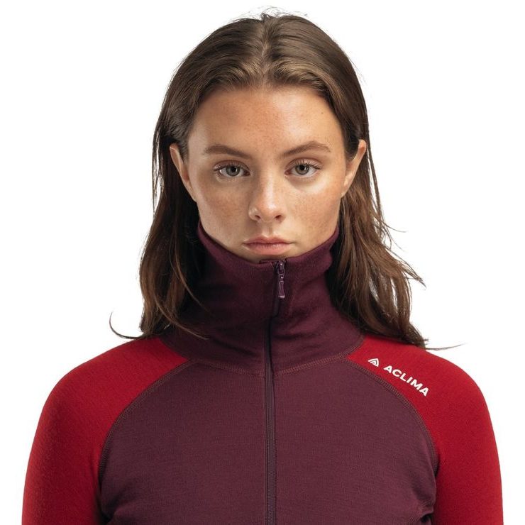 ACLIMA WarmWool Polo W's Fig/Red Dahlia