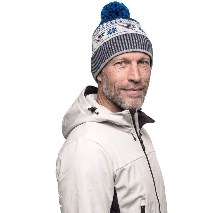 EISBÄR Retroski Pompon MÜ Blau-Grau