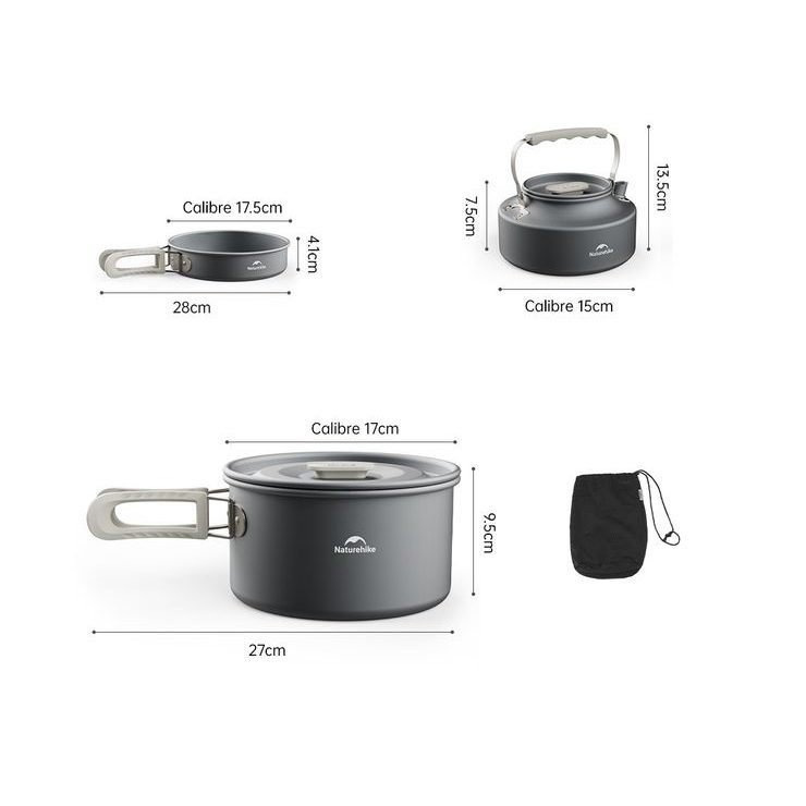 NATUREHIKE Waters-08 hliníková sada nádobí pro 2-4 osoby var. 2. - 730g