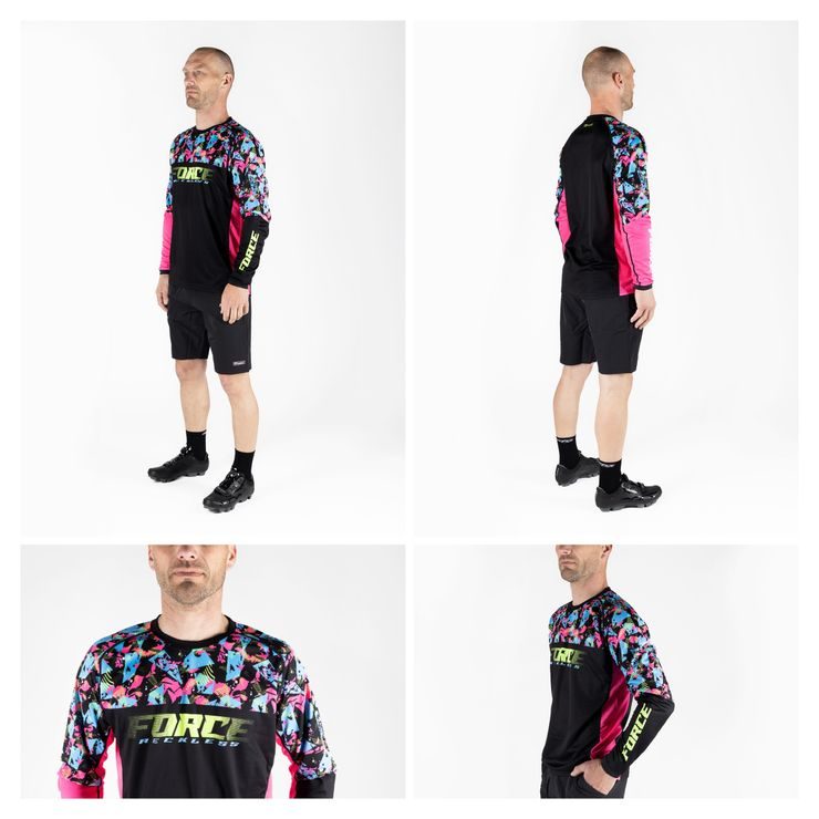 FORCE RECKLESS dl. rukáv, černo-růžovo-fluo