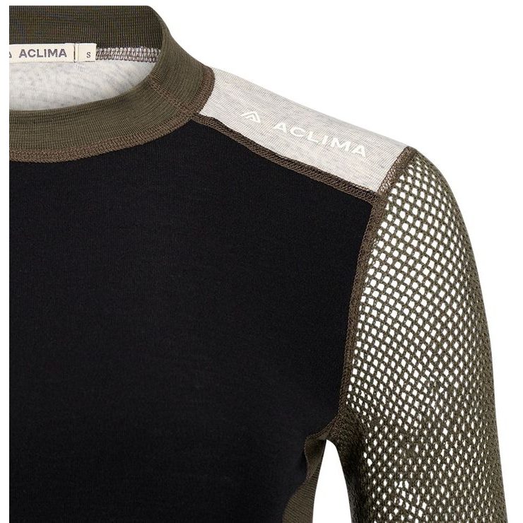 ACLIMA WoolNet Hybrid Crewneck W's Jet Black/Tarmac/Beige Melange