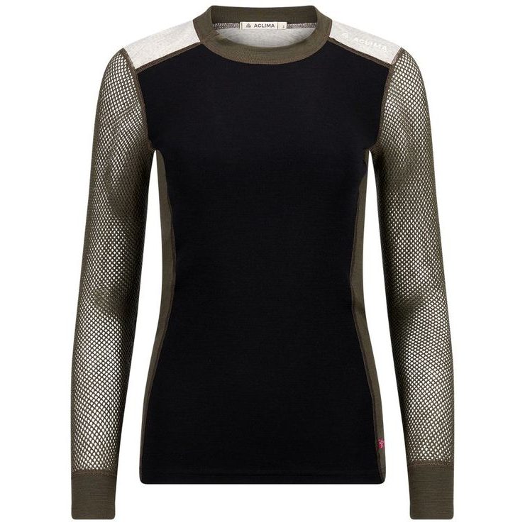 ACLIMA WoolNet Hybrid Crewneck W's Jet Black/Tarmac/Beige Melange