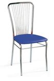 Kožená jídelní židle Neron Chrom, modrá