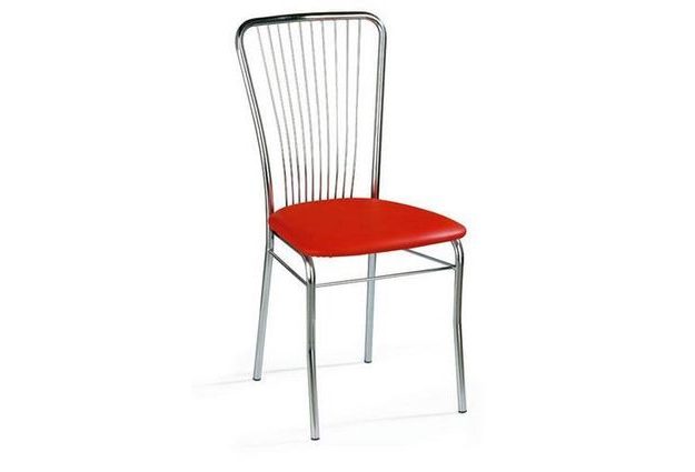 Kožená jídelní židle Neron Chrom, červená
