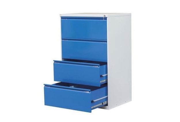 Dvouřadá kovová kartotéka A4 Exe, 4 zásuvky, modrá