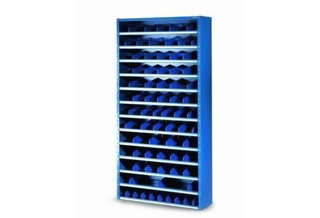 Regál s plastovými děliči, 198 x 100 x 30 mm, modrý