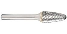 Carbide fréza 8 x 20 x 65 mm, hřídel 6 mm, kulatý arch / F ve tvaru