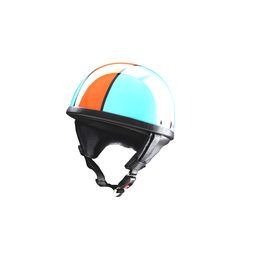 Moto helma RB-514 světle modrá-oranžová- veteran classic
