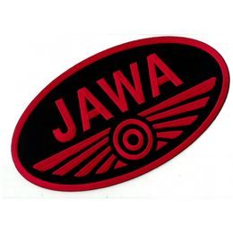 Nášivka - JAWA / střední - černý podklad červený nápis- poslední 1 ks