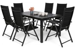 Zahradní set Ibiza se 6 židlemi a stolem 150 cm, černý