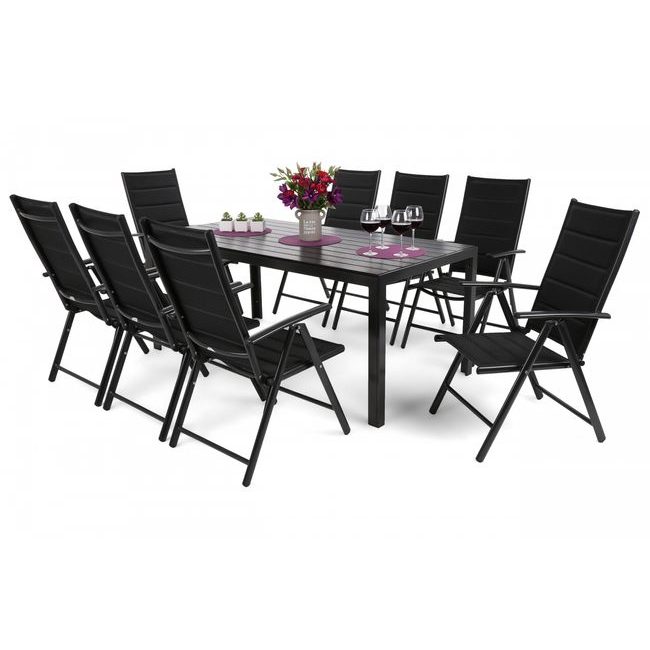 Zahradní set Ibiza s 8 židlemi a stolem 185 cm, černý