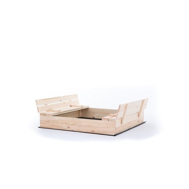 Dřevěné uzavíratelné pískoviště s lavičkami Sunny, surové - 120 cm
