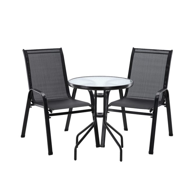 Zahradní sestava stolku a 2 židlí Diver, černá