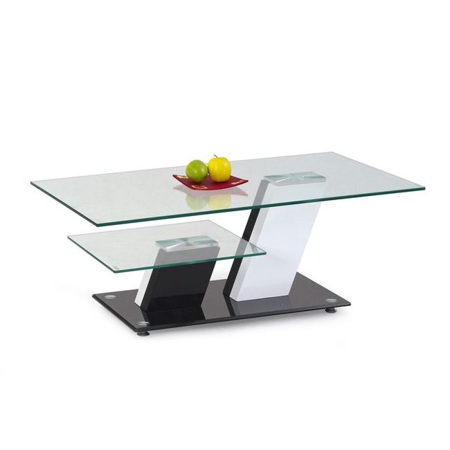 Konferenční stolek Savana, sklo, černý/bílý