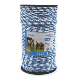 Cord for electric fence, diameter 6 mm, blue-white