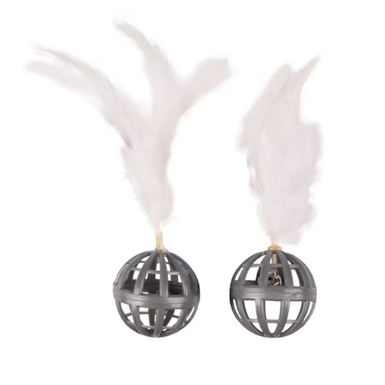 Punched ball with feather and bell Flamingo, 2pcs