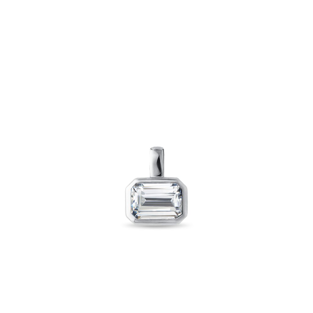 Anhänger mit smaragdgeschliffenem Diamanten in Weißgold ANHÄNGER MIT SMARAGDGESCHLIFFENEM DIAMANTEN IN WEISSGOLD - MAGNETISCHE HALSKETTEN - KETTEN