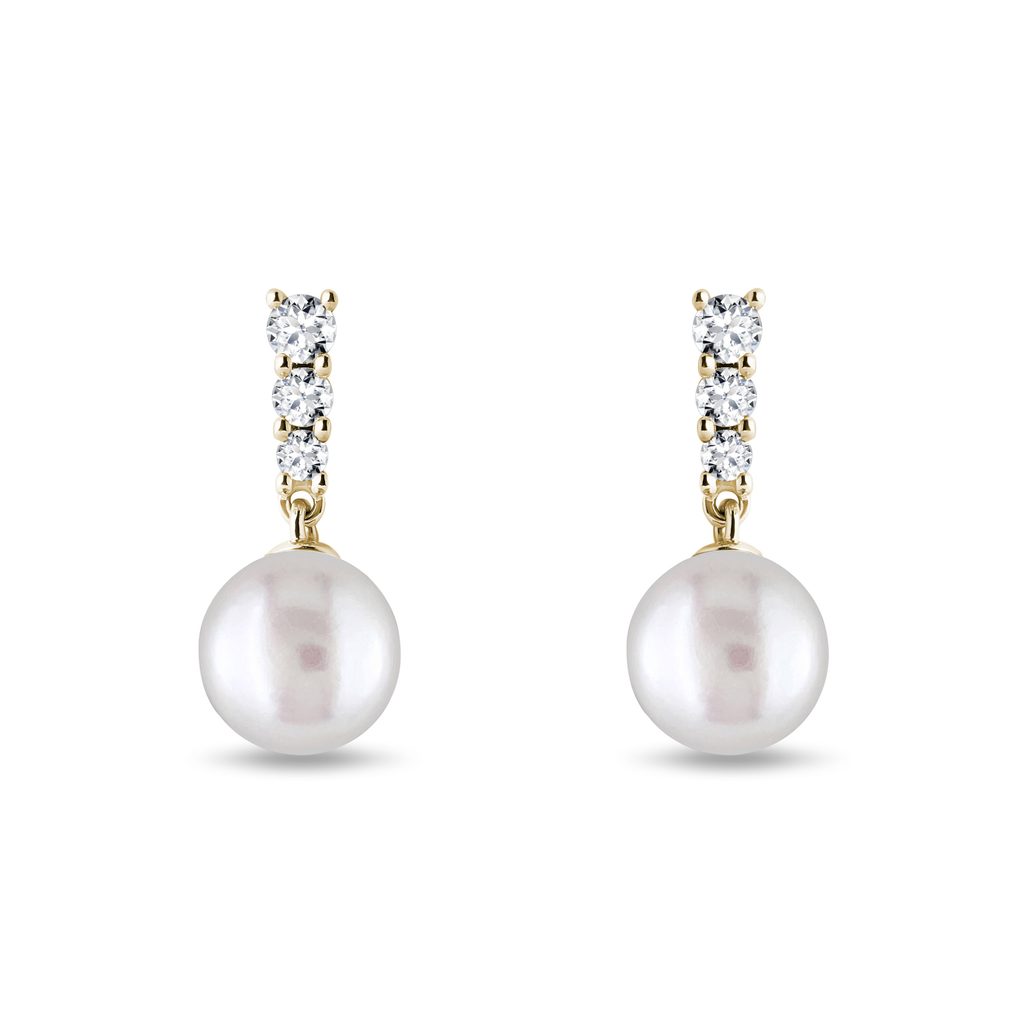 Zlaté náušnice s perlou a brilianty ZLATÉ NÁUŠNICE S PERLOU A BRILIANTY - PERLOVÉ NÁUŠNICE - PERLOVÉ ŠPERKY