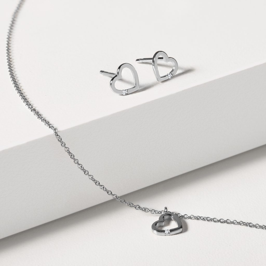 HERZFÖRMIGE KINDERKETTE MIT DIAMANT IN WEISSGOLD - KINDER KETTEN - KETTEN