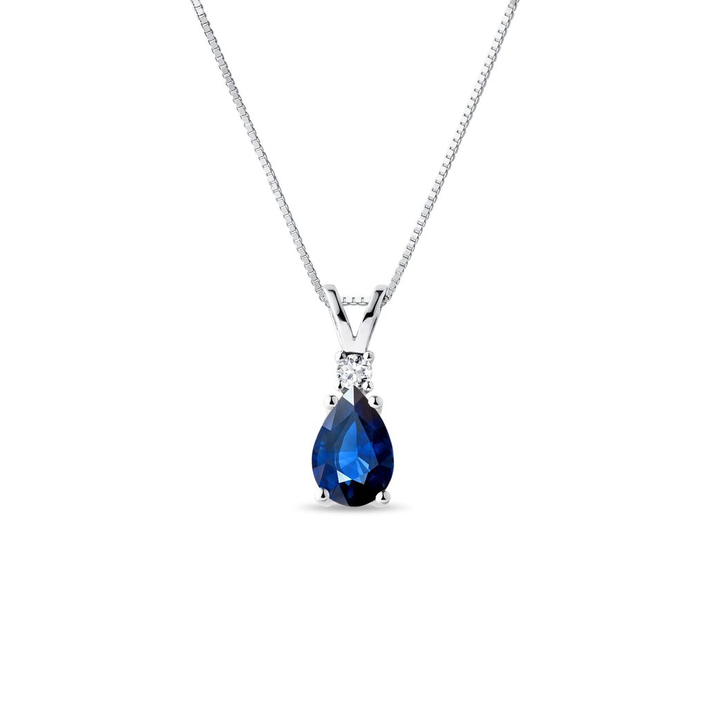 Pendentif en or blanc serti de saphirs et de diamants PENDENTIF EN OR BLANC SERTI DE SAPHIRS ET DE DIAMANTS - COLLIERS AVEC SAPHIR - COLLIERS
