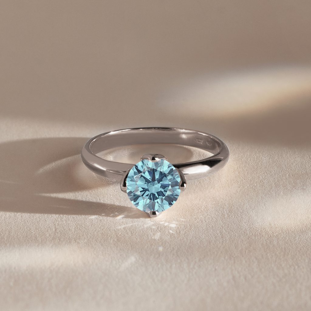 WHITE GOLD 1CT BLUE DIAMOND ENGAGEMENT RING - RINGS WITH LAB-GROWN DIAMONDS - ENGAGEMENT RINGS