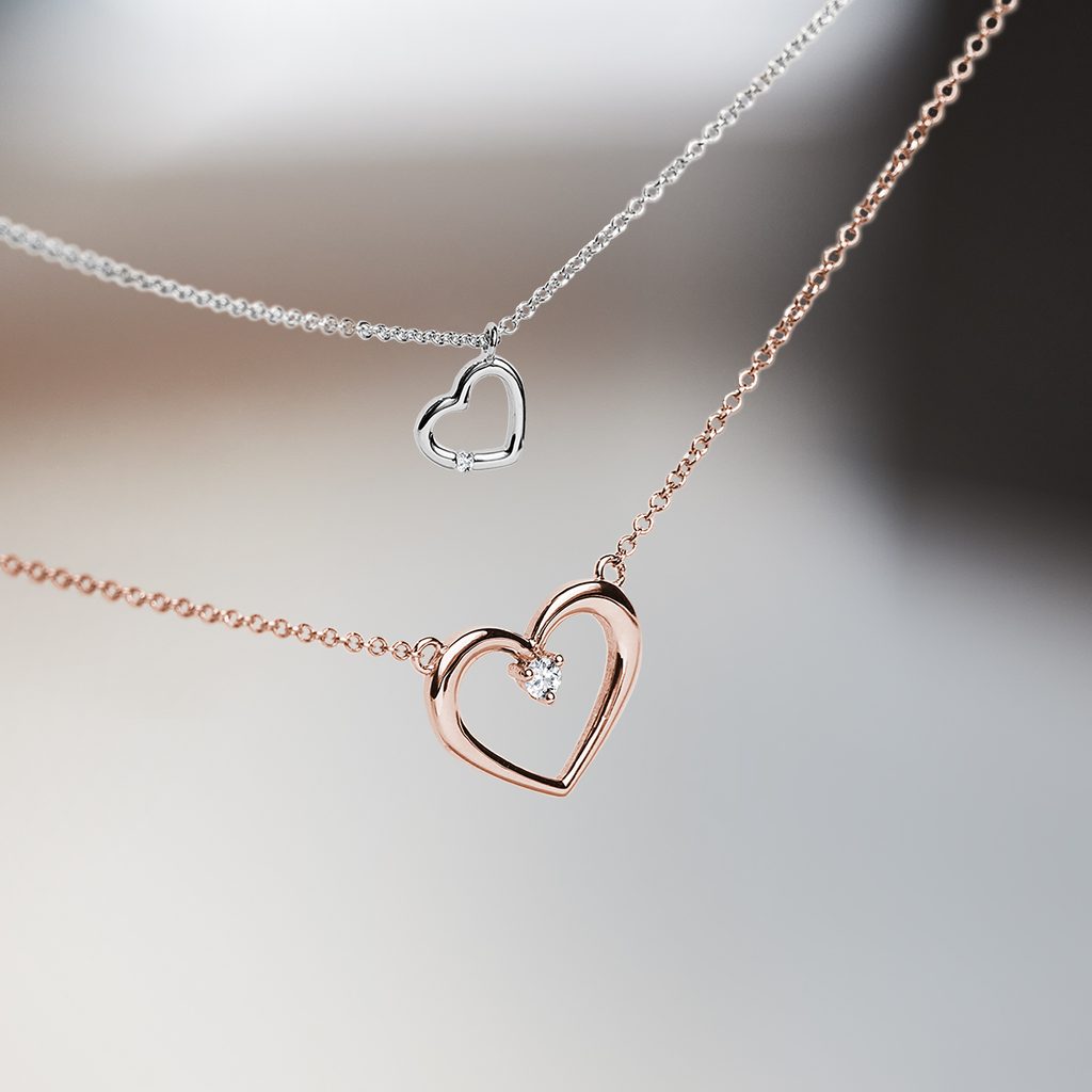 HERZFÖRMIGE KINDERKETTE MIT DIAMANT IN WEISSGOLD - KINDER KETTEN - KETTEN