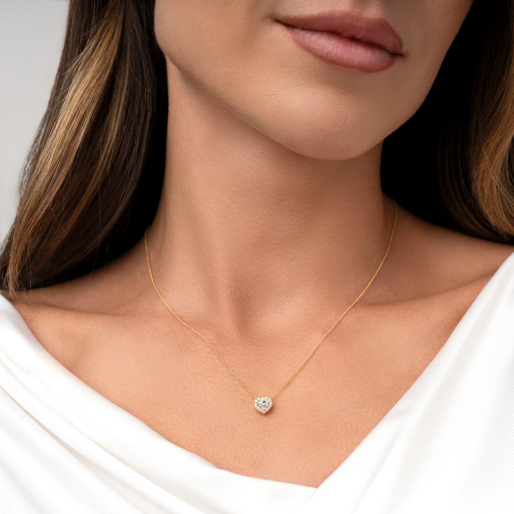 HERZ-HALSKETTE MIT DIAMANTEN IN GELBGOLD - KETTEN MIT DIAMANTEN - KETTEN