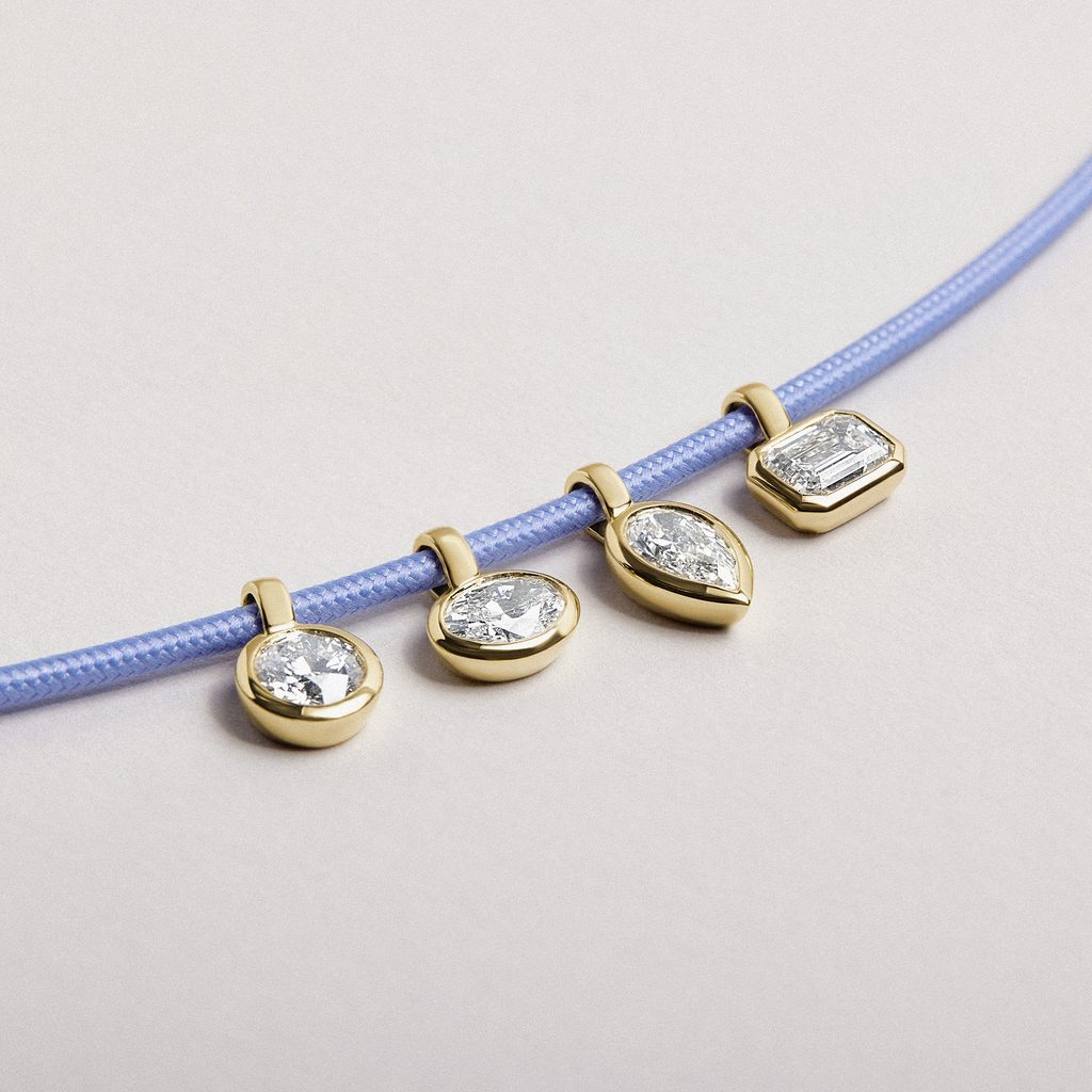 ANHÄNGER MIT RUNDEM LABOR-DIAMANT IN GELBGOLD - MAGNETISCHE HALSKETTEN - KETTEN
