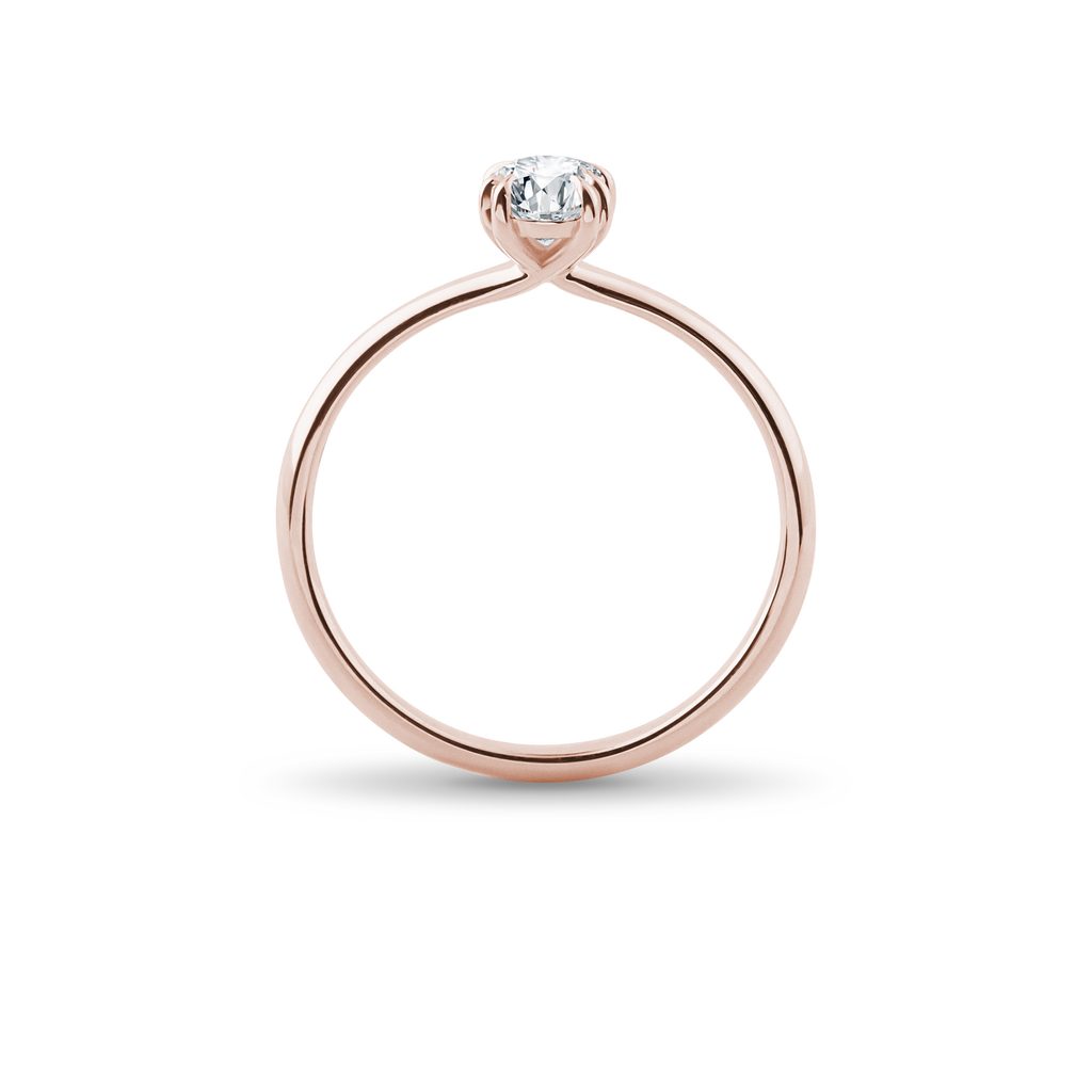 BAGUE DE FIANÇAILLES EN OR ROSE AVEC DIAMANT OVALE - BAGUES DE FIANÇAILLES EN DIAMANT - BAGUES DE FIANÇAILLES