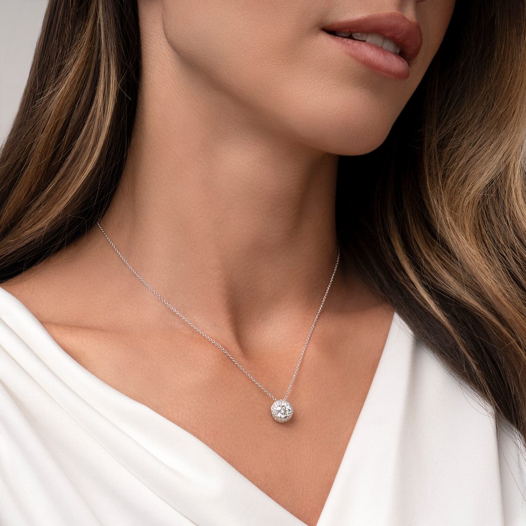 HALO-HALSKETTE MIT 1 CT LABORDIAMANT IN WEISSGOLD - KETTEN MIT DIAMANTEN - KETTEN