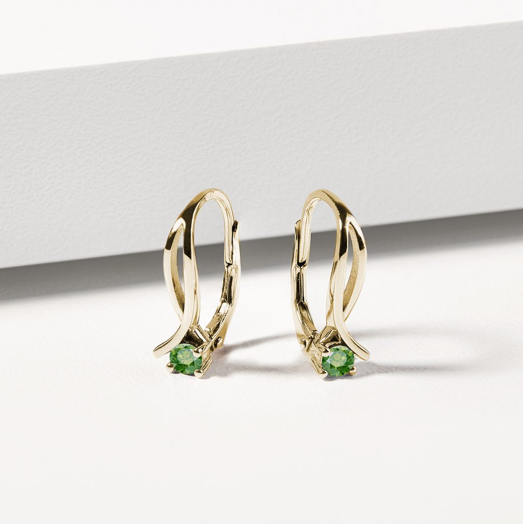 OHRRINGE MIT GRÜNEN DIAMANTEN IN GELBGOLD - OHRRINGE DIAMANT - OHRRINGE