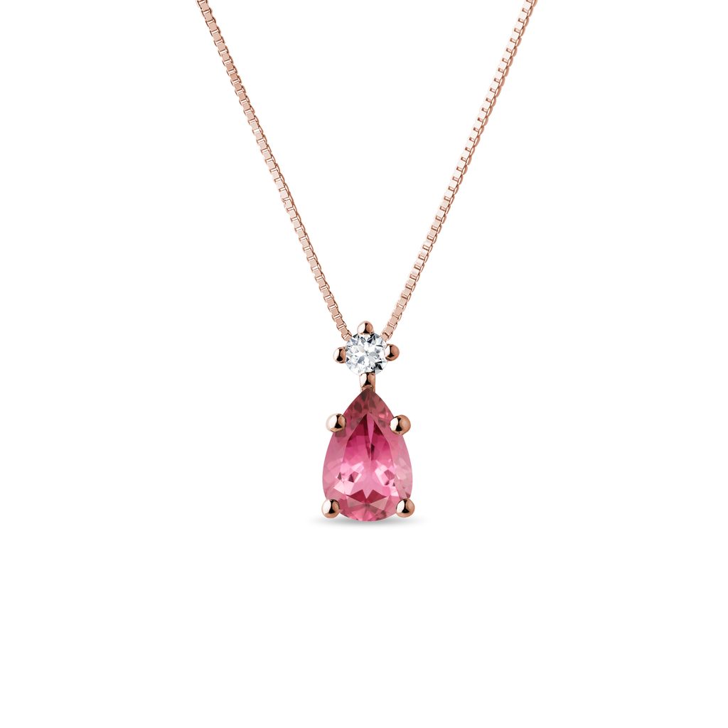 Pendentif forgé en or rose avec tourmaline PENDENTIF FORGÉ EN OR ROSE AVEC TOURMALINE - COLLIERS AVEC TOURMALINE - COLLIERS
