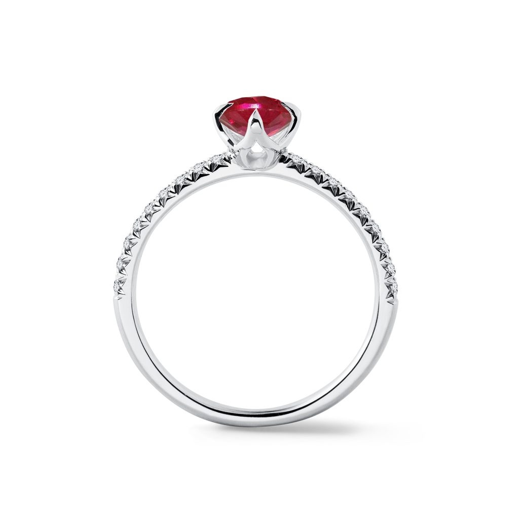 DIAMANTRING MIT RUBIN IN WEISSGOLD - RUBIN-VERLOBUNGSRINGE - VERLOBUNGSRINGE