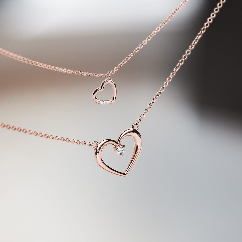 HERZFÖRMIGE KINDERKETTE MIT DIAMANT IN ROSÉGOLD - KINDER KETTEN - KETTEN