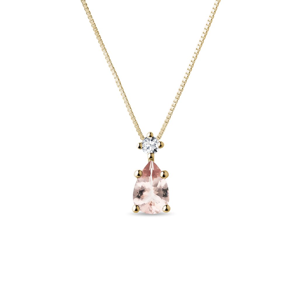 Tropfenförmiger Morganitanhänger in 14 kt Gelbgold TROPFENFÖRMIGER MORGANITANHÄNGER IN 14 KT GELBGOLD - KETTEN MIT MORGANIT - KETTEN