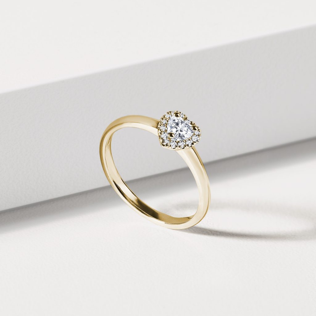 DIAMOND HEART RING IN 14K YELLOW GOLD - DIAMOND ENGAGEMENT RINGS - ENGAGEMENT RINGS