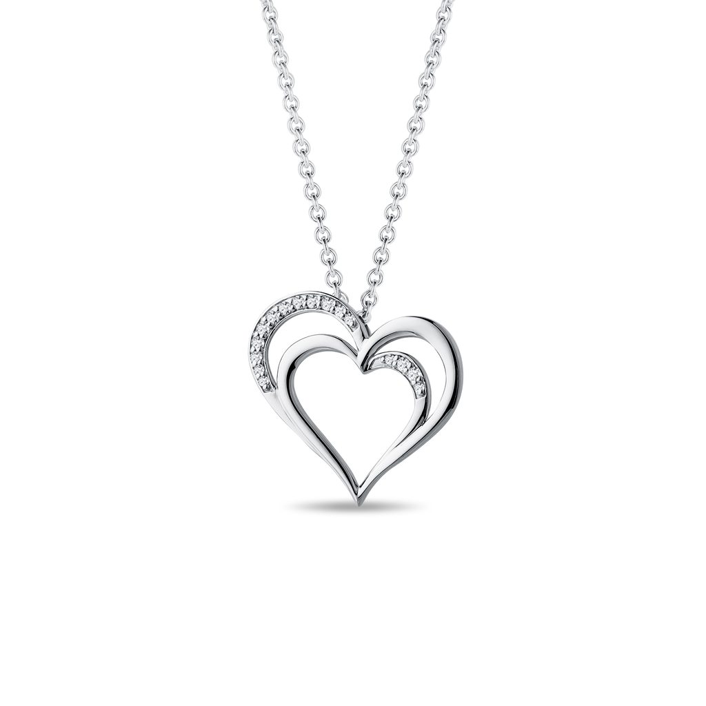 Necklace in White Gold with Diamond Heart NECKLACE IN WHITE GOLD WITH DIAMOND HEART - DIAMOND NECKLACES - NECKLACES