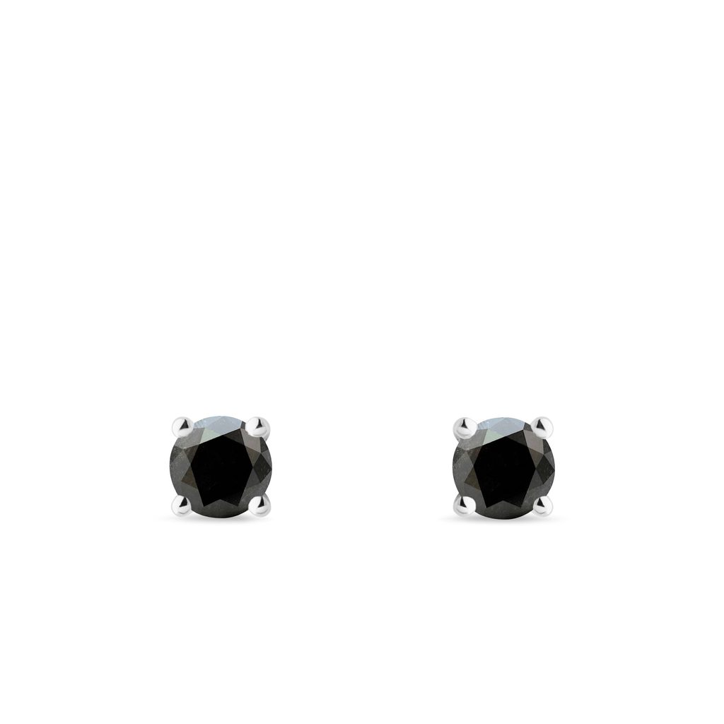 Boucles d'oreilles en or blanc avec diamants noirs BOUCLES D'OREILLES EN OR BLANC AVEC DIAMANTS NOIRS - PUCES D'OREILLES EN DIAMANT - BOUCLES D'OREILLES