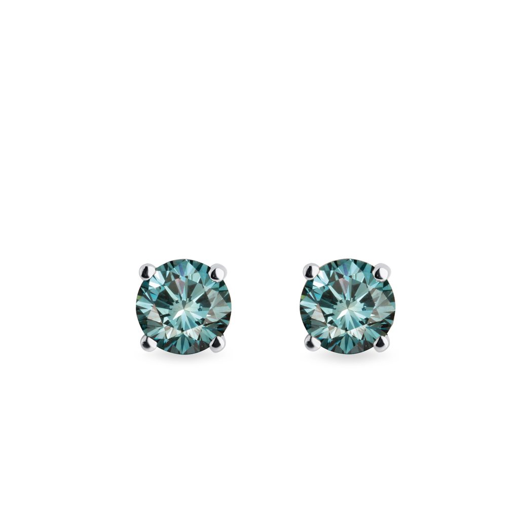 Blue Diamond Stud Earrings in White Gold BLUE DIAMOND STUD EARRINGS IN WHITE GOLD - DIAMOND STUD EARRINGS - EARRINGS
