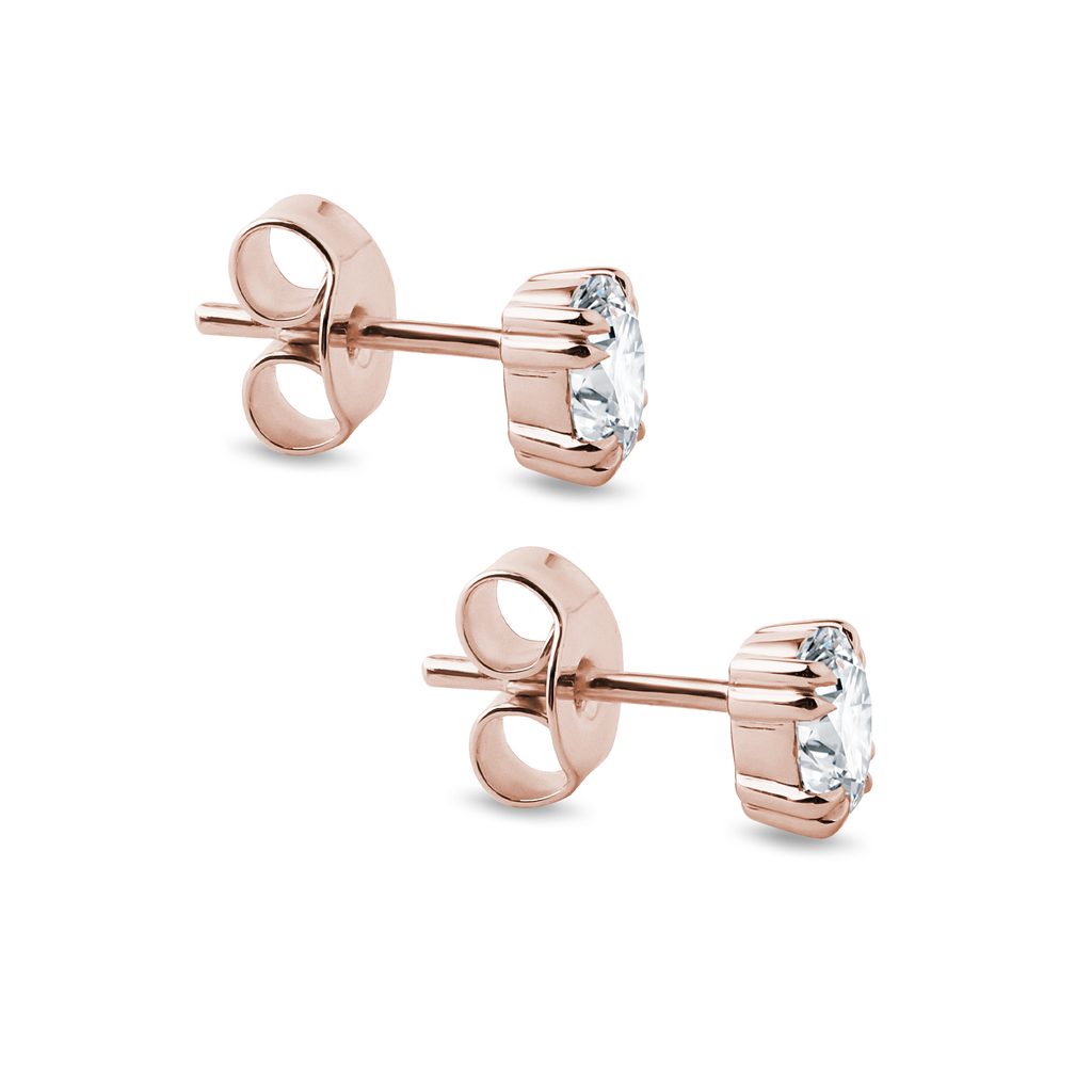 ROSE GOLD OVAL DIAMOND STUDS - DIAMOND STUD EARRINGS - EARRINGS