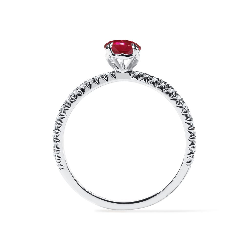 BAGUE DE LUXE EN OR BLANC, RUBIS ET DIAMANTS - BAGUES DE FIANÇAILLES EN RUBIS - BAGUES DE FIANÇAILLES