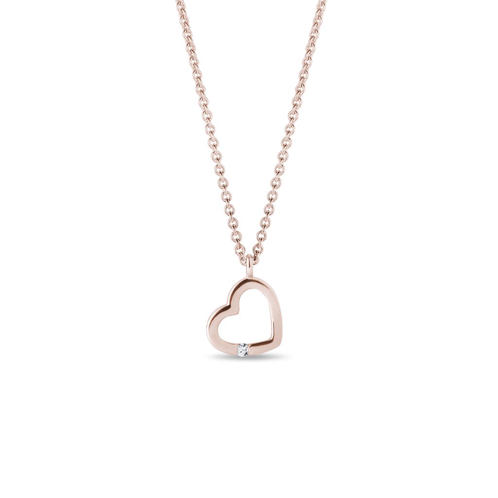 Herzförmige Kinderkette mit Diamant in Roségold HERZFÖRMIGE KINDERKETTE MIT DIAMANT IN ROSÉGOLD - KINDER KETTEN - KETTEN