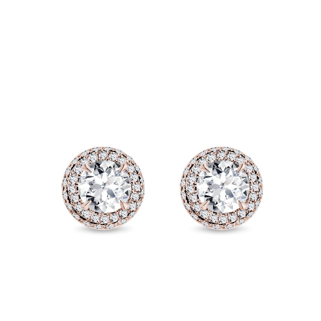 Halo-Ohrstecker mit Labordiamanten in Roségold HALO-OHRSTECKER MIT LABORDIAMANTEN IN ROSÉGOLD - OHRSTECKER DIAMANT - OHRRINGE