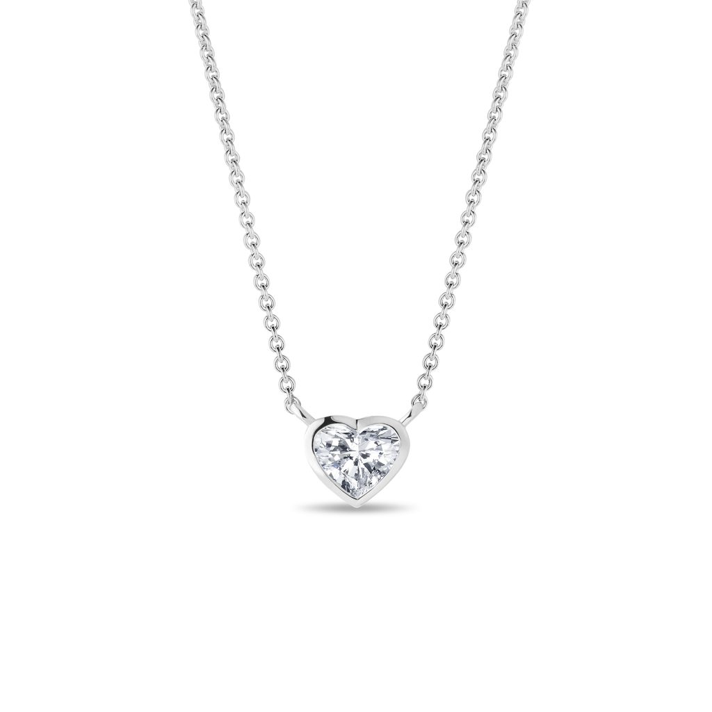 Halskette mit 0,30 ct Herzdiamant in Weißgold HALSKETTE MIT 0,30 CT HERZDIAMANT IN WEISSGOLD - KETTEN MIT DIAMANTEN - KETTEN