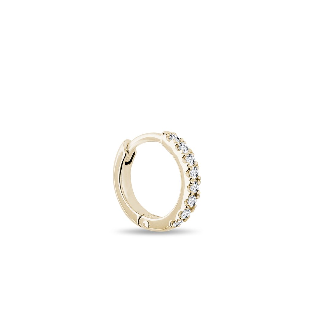 14k Yellow Gold Diamond Single Huggie Earring 14K YELLOW GOLD DIAMOND SINGLE HUGGIE EARRING - SINGLE EARRINGS - EARRINGS