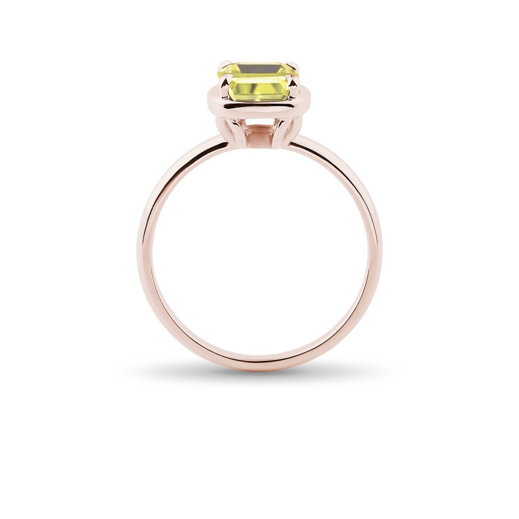 BAGUE EN OR ROSE AVEC QUARTZ CITRON - BAGUES AVEC GEMMES - BAGUES
