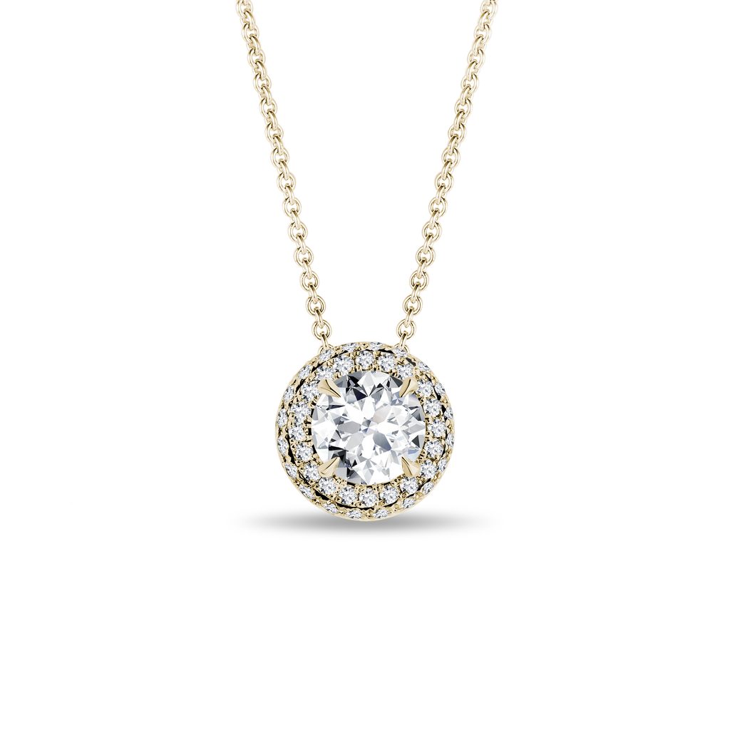 Halo-Halskette mit 1 ct Labordiamant in Gelbgold HALO-HALSKETTE MIT 1 CT LABORDIAMANT IN GELBGOLD - KETTEN MIT DIAMANTEN - KETTEN